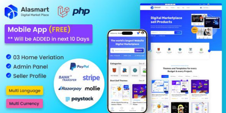 thumbnail image of Alasmart v 4.0.0 – Digital Product Download Marketplace Laravel Script